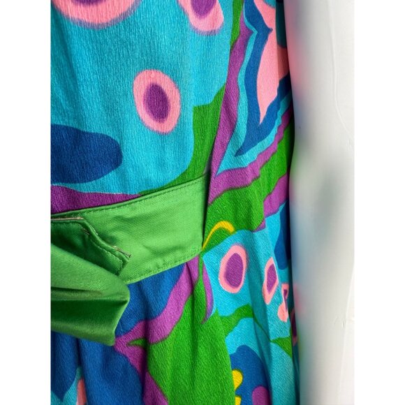 Vintage 1960s Psychedelic Butterfly Maxi Dress Alice Polynesian Fashions Size XS - Picture 8 of 13